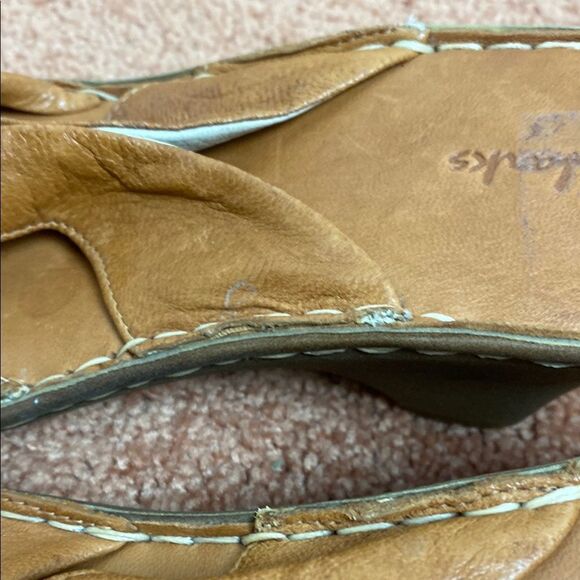 Clarks Artisan Comfort Wedge Brown Leather Shoes Sandals Size 8 - Picture 5 of 11